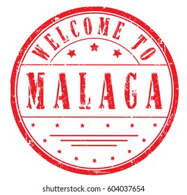 rubber stamp "welcome to Malaga", vector illustration