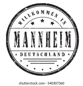 rubber stamp "welcome to Mannheim, Germany" on white, vector illustration