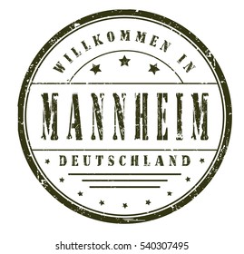 rubber stamp "welcome to Mannheim, Germany" on white, vector illustration