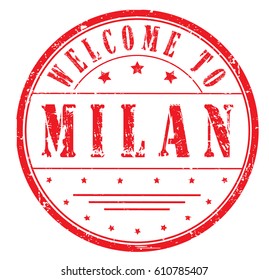 rubber stamp "welcome to Milan", vector illustration