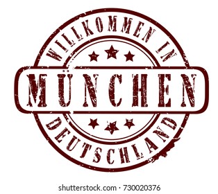 rubber stamp "Welcome to Munich, Germany" (german), vector illustration