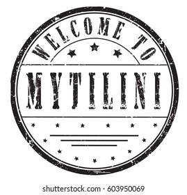 rubber stamp "welcome to Mytilini", vector illustration