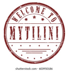 rubber stamp "welcome to Mytilini", vector illustration