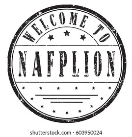 rubber stamp "welcome to Nafplion", vector illustration