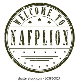 rubber stamp "welcome to Nafplion", vector illustration