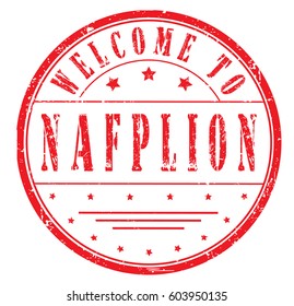 rubber stamp "welcome to Nafplion", vector illustration