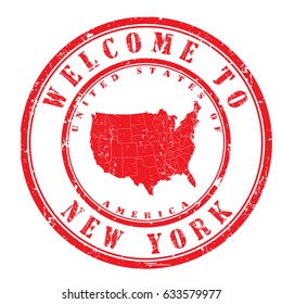 rubber stamp "welcome to New York, United States of America", vector illustration