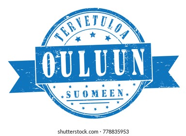 rubber stamp "welcome to Oulu, Finland"(finnish), vector illustration