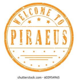 rubber stamp "welcome to Piraeus", vector illustration