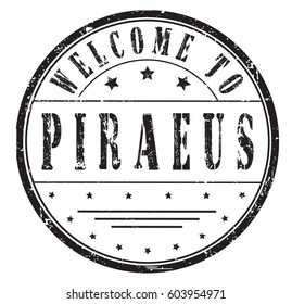 rubber stamp "welcome to Piraeus", vector illustration
