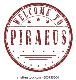 rubber stamp "welcome to Piraeus", vector illustration