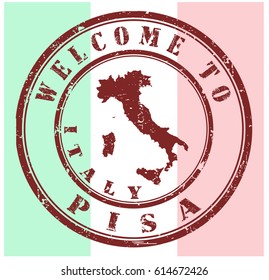rubber stamp "welcome to Pisa, Italy", vector illustration