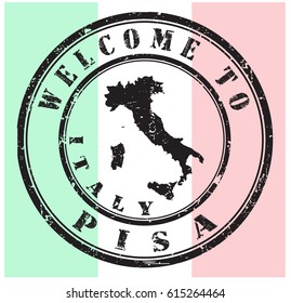 rubber stamp "welcome to Pisa, Italy", vector illustration