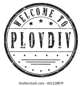 rubber stamp "welcome to Plovdiv", vector illustration