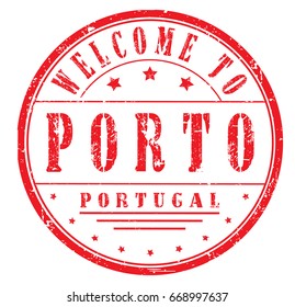 rubber stamp "welcome to Porto, Portugal", vector illustration