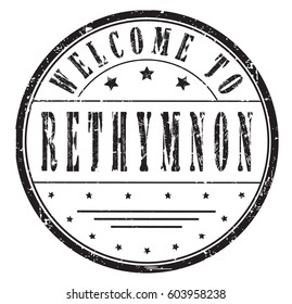 rubber stamp "welcome to Rethymnon", vector illustration