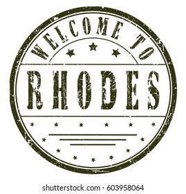 rubber stamp "welcome to Rhodes", vector illustration