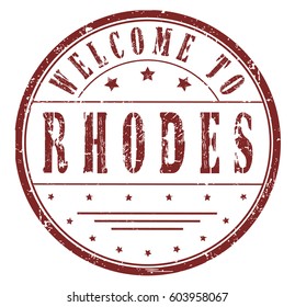 rubber stamp "welcome to Rhodes", vector illustration