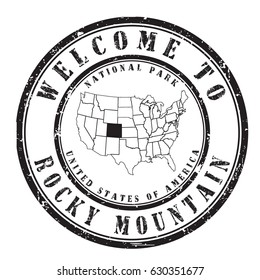 rubber stamp "welcome to Rocky Mountain", vector illustration