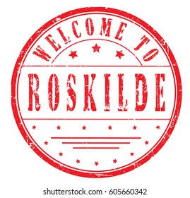 rubber stamp "welcome to Roskilde", vector illustration