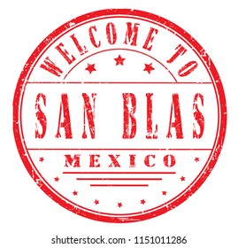 rubber stamp "welcome to San Blas, Mexico", vector illustration