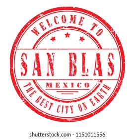 rubber stamp "welcome to San Blas, Mexico", vector illustration