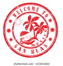 rubber stamp "welcome to San Blas, Mexico", vector illustration