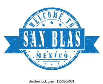 rubber stamp "welcome to San Blas, Mexico", vector illustration