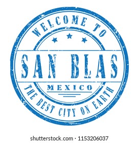 rubber stamp "welcome to San Blas, Mexico", vector illustration