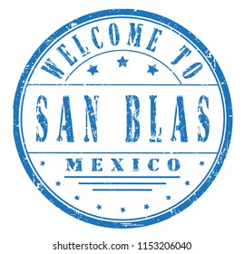 rubber stamp "welcome to San Blas, Mexico", vector illustration