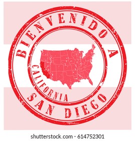 rubber stamp "welcome to San Diego, California", vector illustration