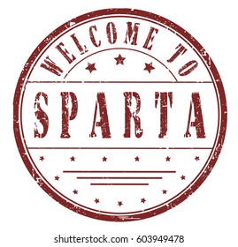 rubber stamp "welcome to Sparta", vector illustration