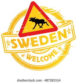 Rubber stamp welcome to Sweden and have a nice trip