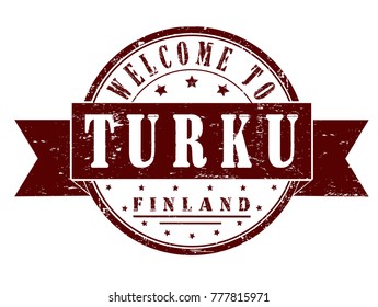 rubber stamp "welcome to Turku, Finland", vector illustration