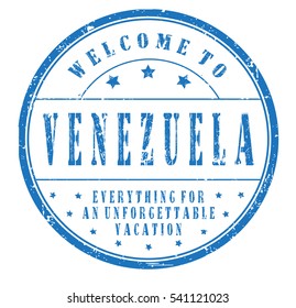 rubber stamp "welcome to Venezuela, everything for an unforgettable vacation" on white, vector illustration
