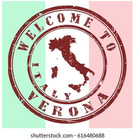 rubber stamp "welcome to Verona", vector illustration