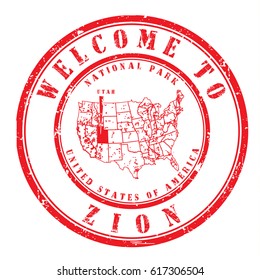 rubber stamp "welcome to Zion, Utah", vector illustration