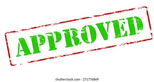 Rubber stamp with word approved inside, vector illustration