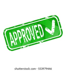 Rubber stamp with the word approved isolated from the background, vector illustration.