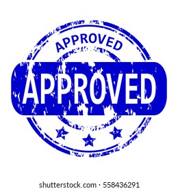 Rubber stamp with the word approved isolated from the background, vector illustration.