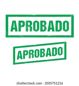 Rubber stamp with word approved in Spanish language inside, vector illustration