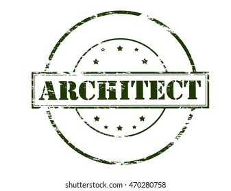 Rubber stamp with word architect inside, vector illustration