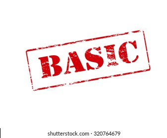 Rubber stamp with word basic inside, vector illustration