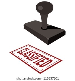 rubber stamp with word classified
