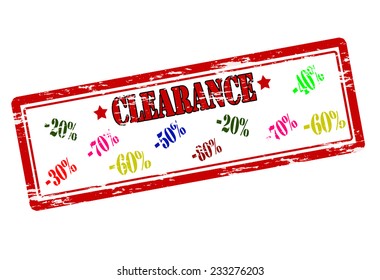 Rubber stamp with word clearance inside, vector illustration