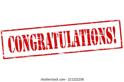  Rubber stamp with word congratulations inside, vector illustration