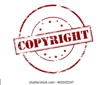 Rubber stamp with word copyright inside, vector illustration