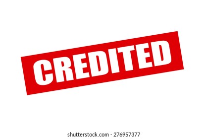 Rubber stamp with word credited inside, vector illustration