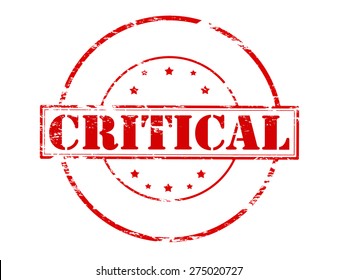 Rubber stamp with word critical inside, vector illustration
