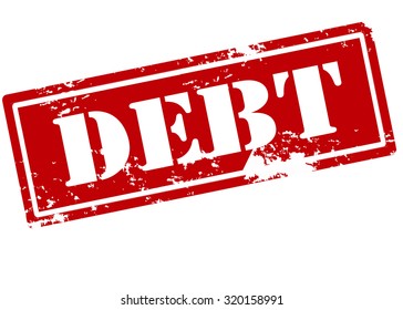 Rubber stamp with word debt inside, vector illustration